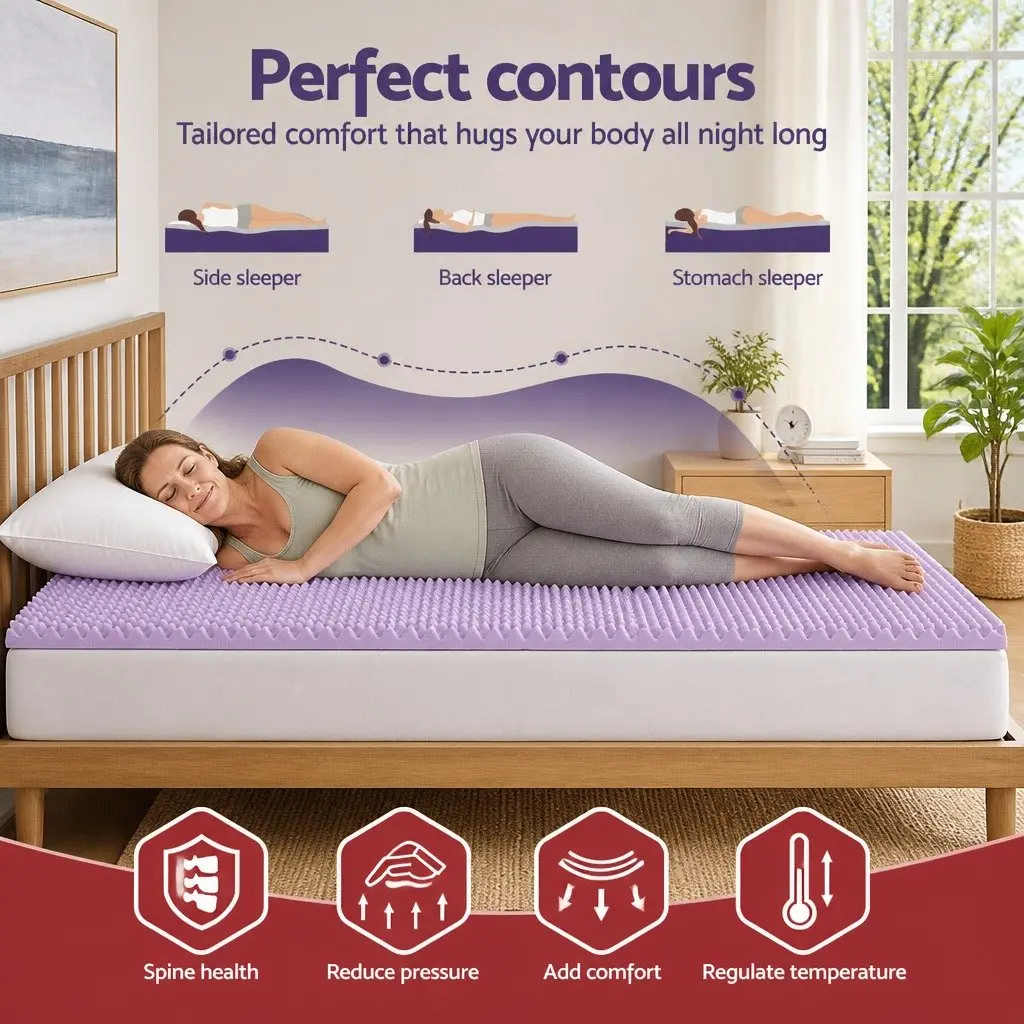 Memory Foam Mattress Topper King Single 5cm Lavender Infused