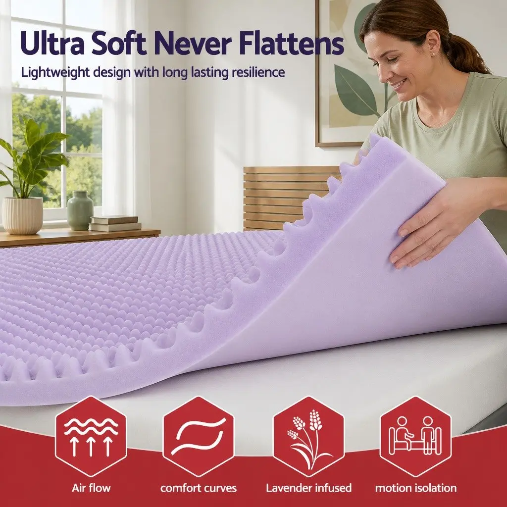 Memory Foam Mattress Topper King Single 5cm Lavender Infused