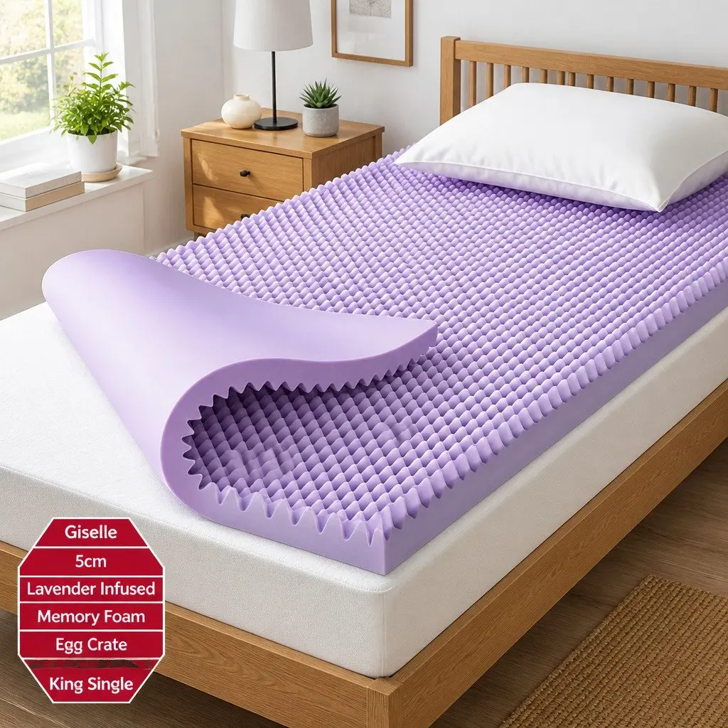 Memory Foam Mattress Topper King Single 5cm Lavender Infused