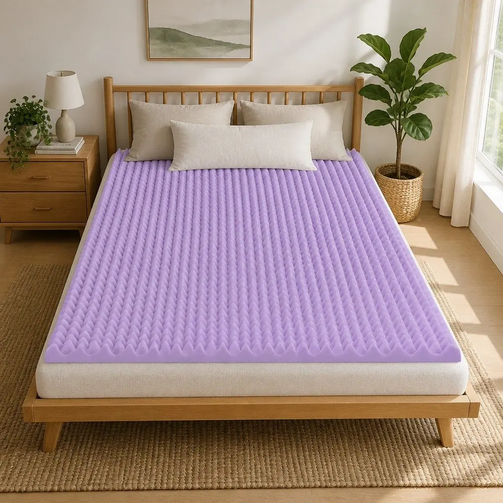 Memory Foam Mattress Topper Single 5cm Lavender Infused Egg Crate