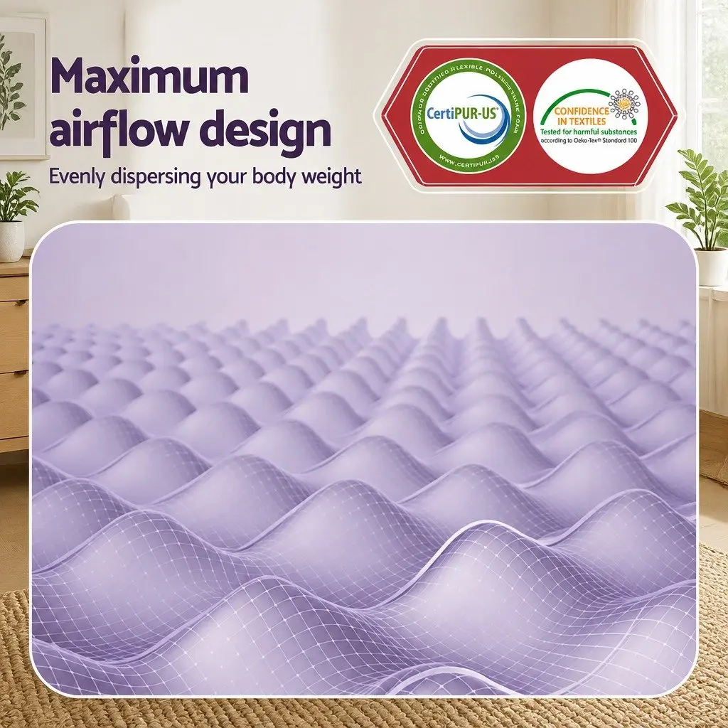 Memory Foam Mattress Topper Single 5cm Lavender Infused Egg Crate
