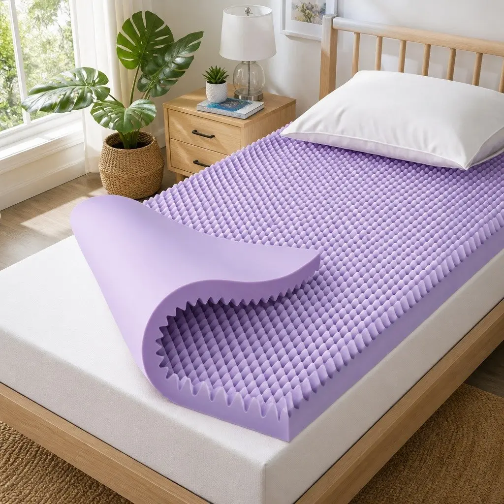 Memory Foam Mattress Topper Single 5cm Lavender Infused Egg Crate