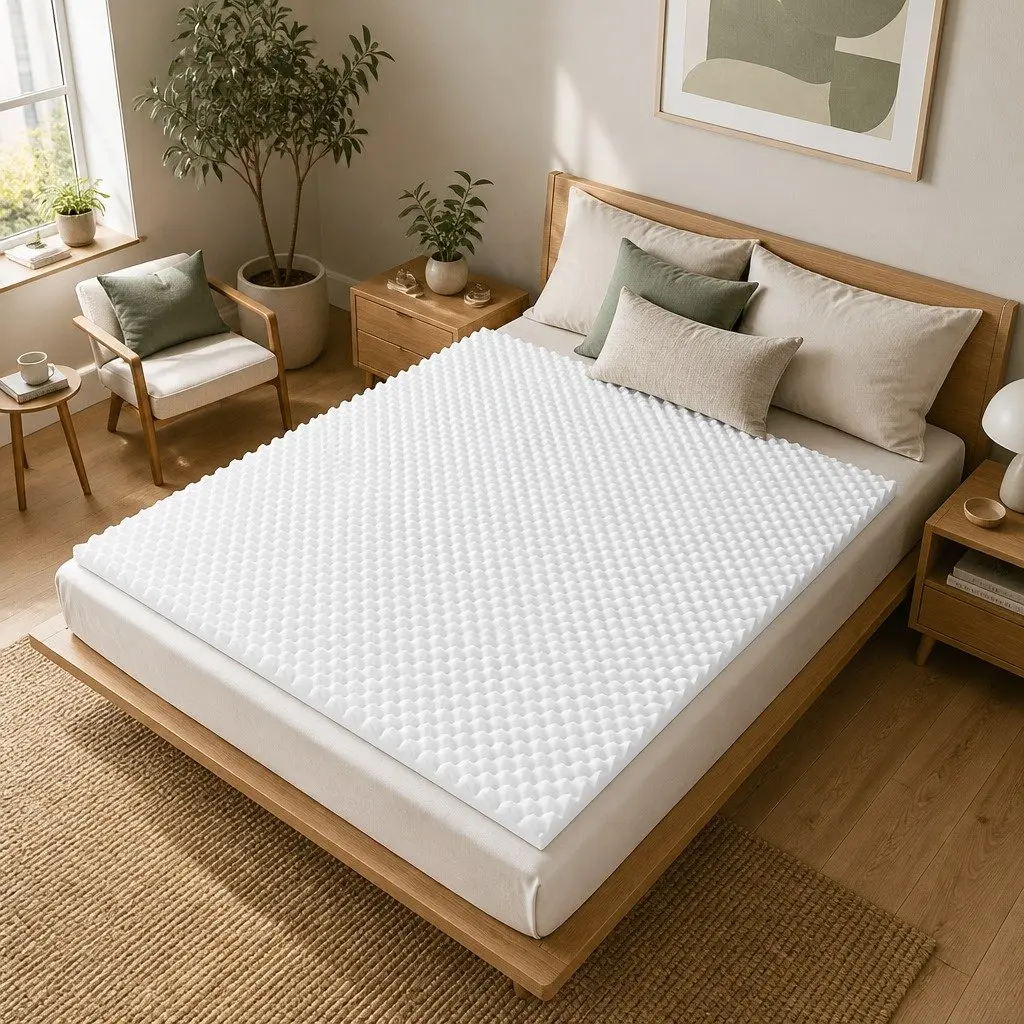 Foam Mattress Topper Egg Crate 5cm Double White Comfort Support Pad