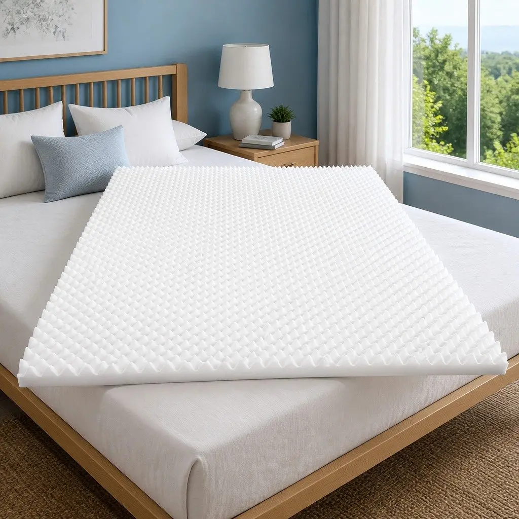 Memory Foam Mattress Topper Egg Crate 5cm King White Pressure Relief Support