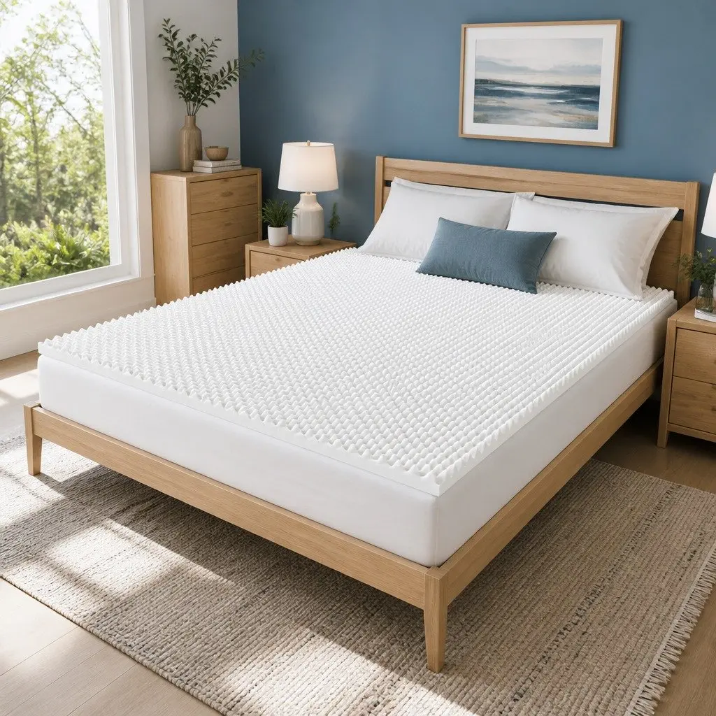Memory Foam Mattress Topper Egg Crate 5cm King White Pressure Relief Support