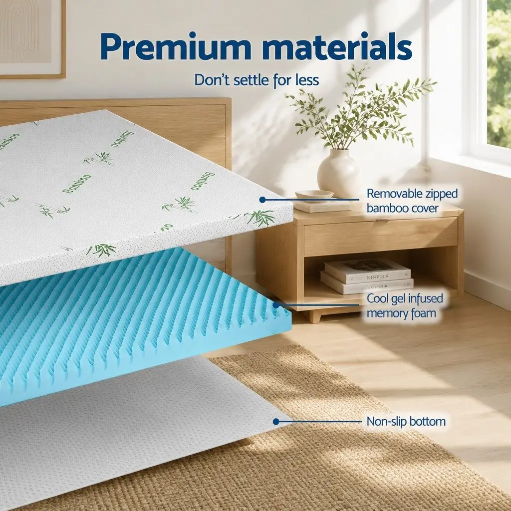 8cm King Memory Foam Topper with Bamboo Cover