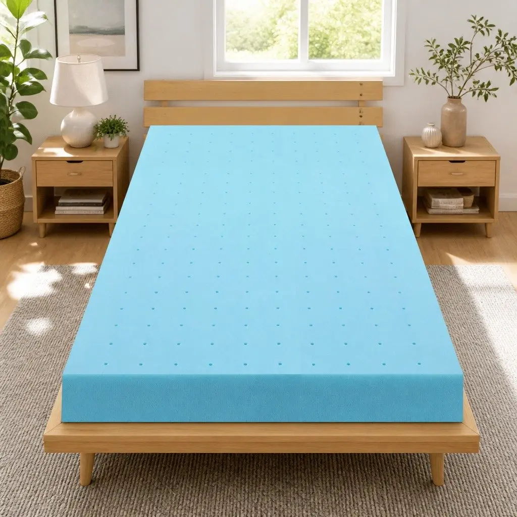 Memory Foam Mattress Topper 12cm Ventilated Gel Bamboo Cover Single Bed