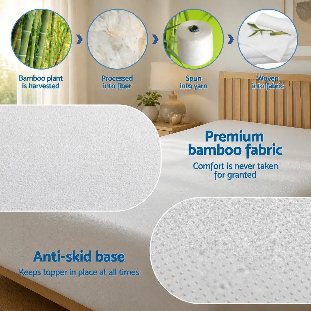 Memory Foam Mattress Topper 12cm Ventilated Gel Bamboo Cover Single Bed