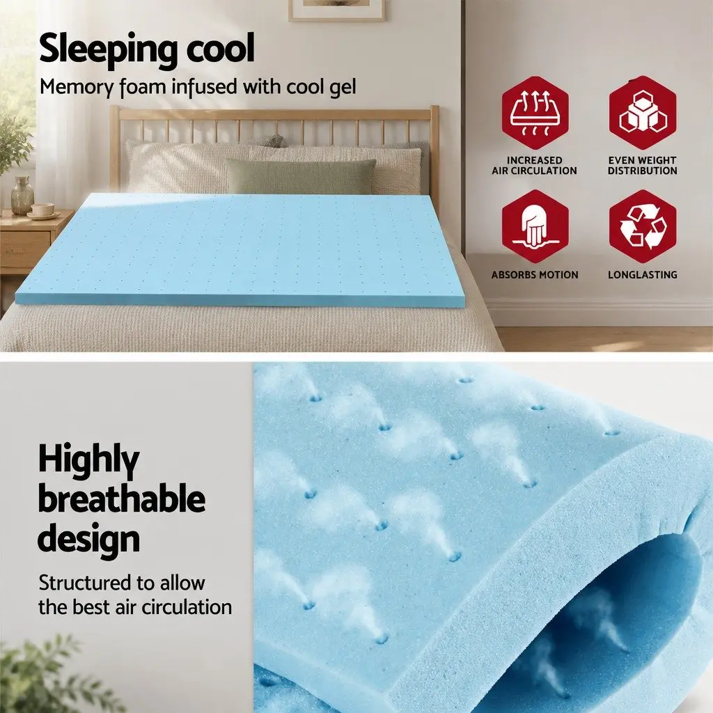 Double Bed 5cm Ventilated Gel Memory Foam Topper