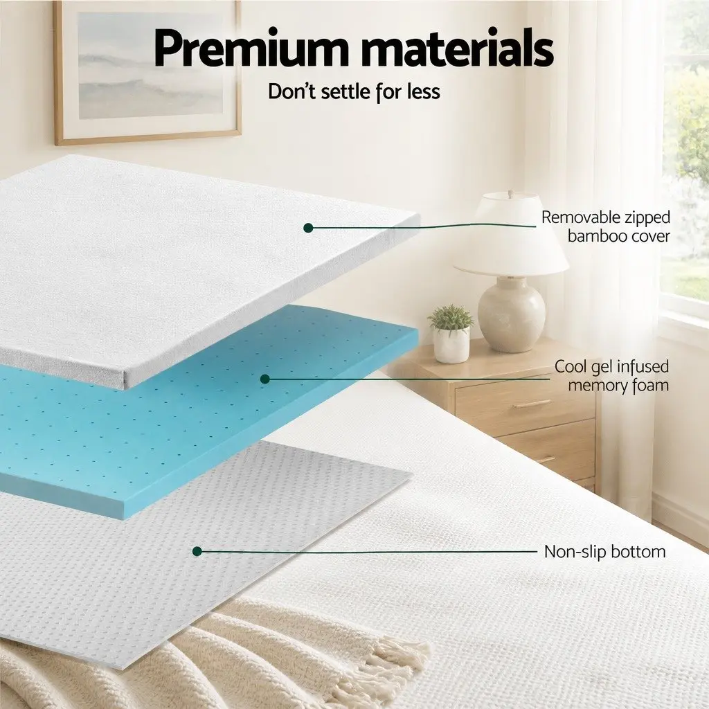 Double Bed 5cm Ventilated Gel Memory Foam Topper