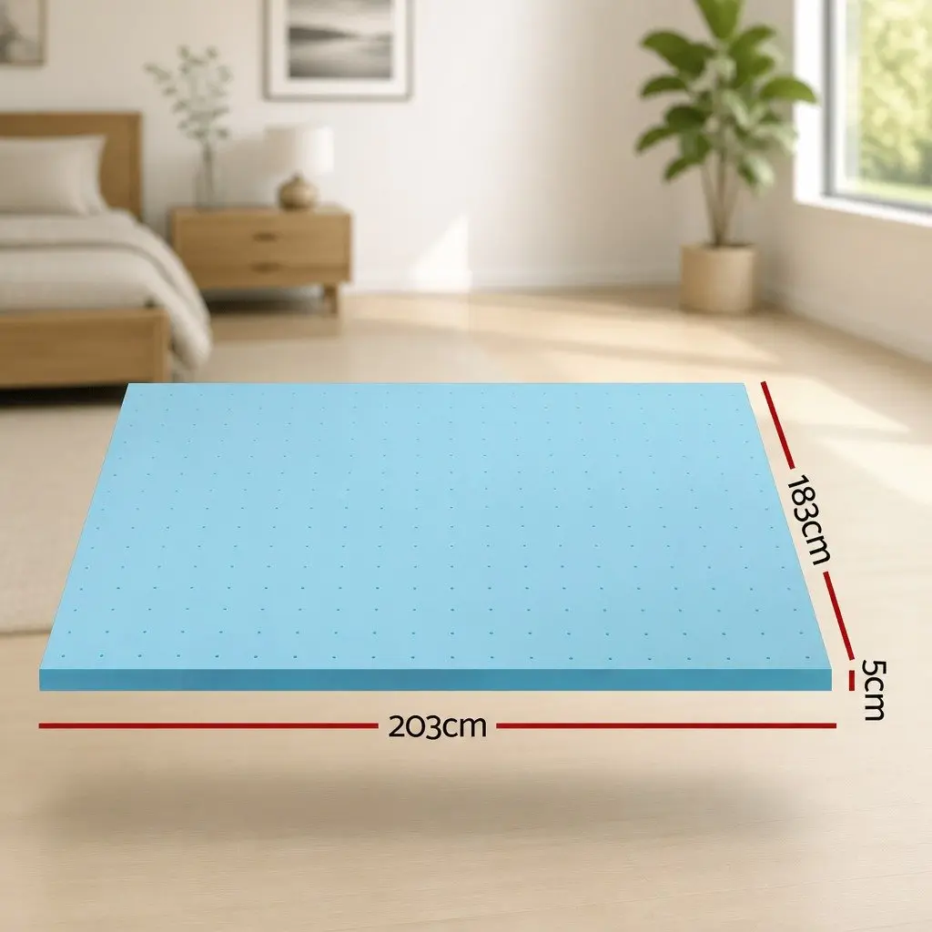 Memory Foam Mattress Topper King Bed Cool Gel Ventilated 5cm Removable Cover
