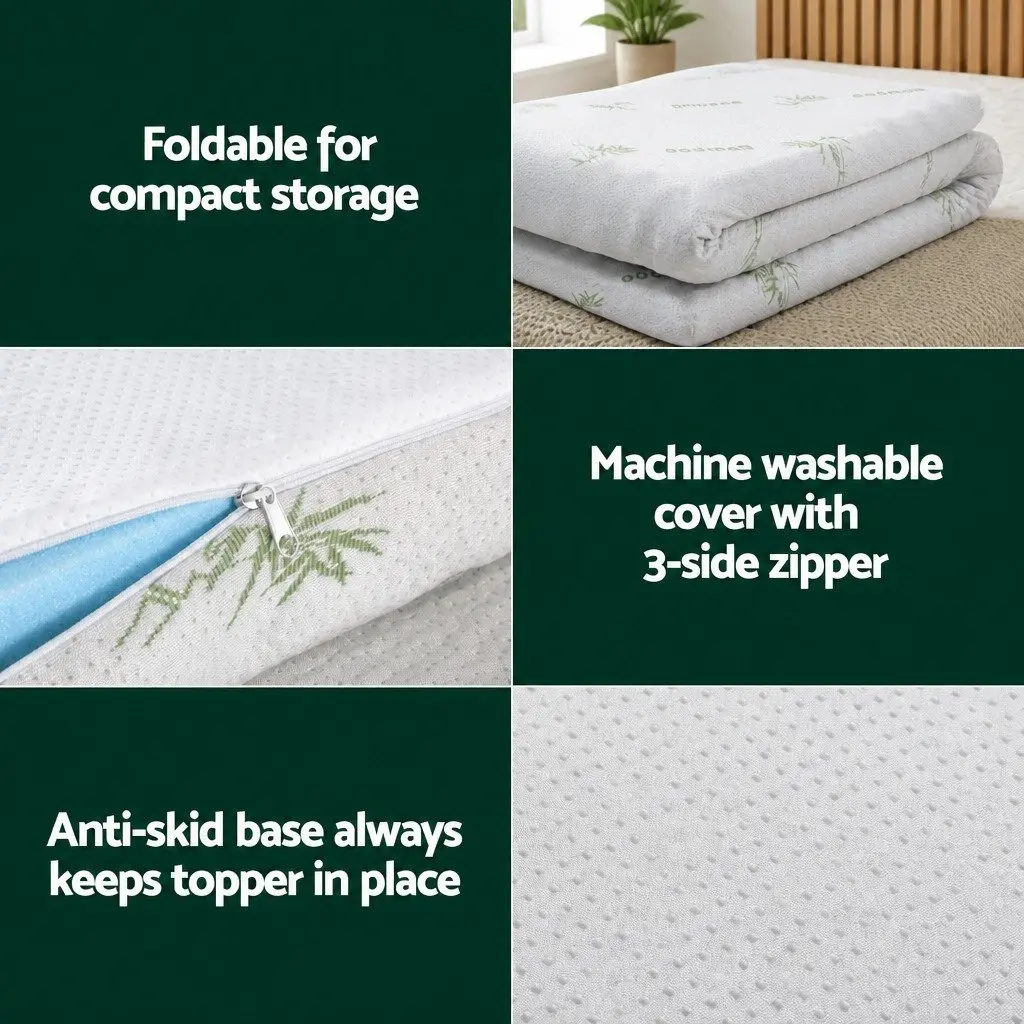 Memory Foam Mattress Topper King Bed Cool Gel Ventilated 5cm Removable Cover