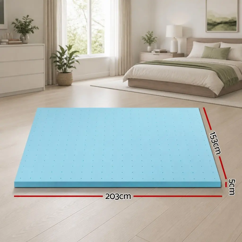 Memory Foam Mattress Topper Queen Bed 5cm Thickness Ventilated Gel Cool Sleep Support