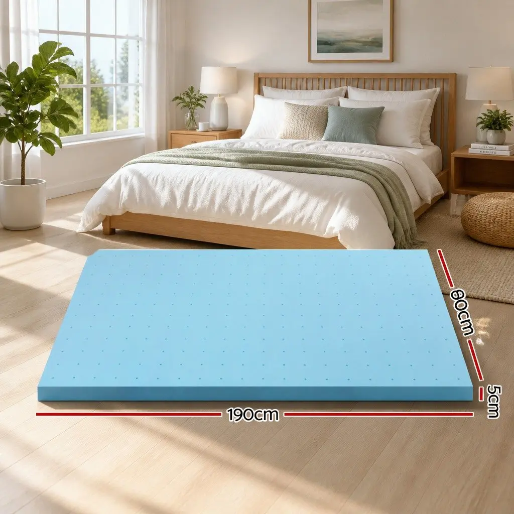 Memory Foam Mattress Topper Single, 190cm x 90cm x 5cm
