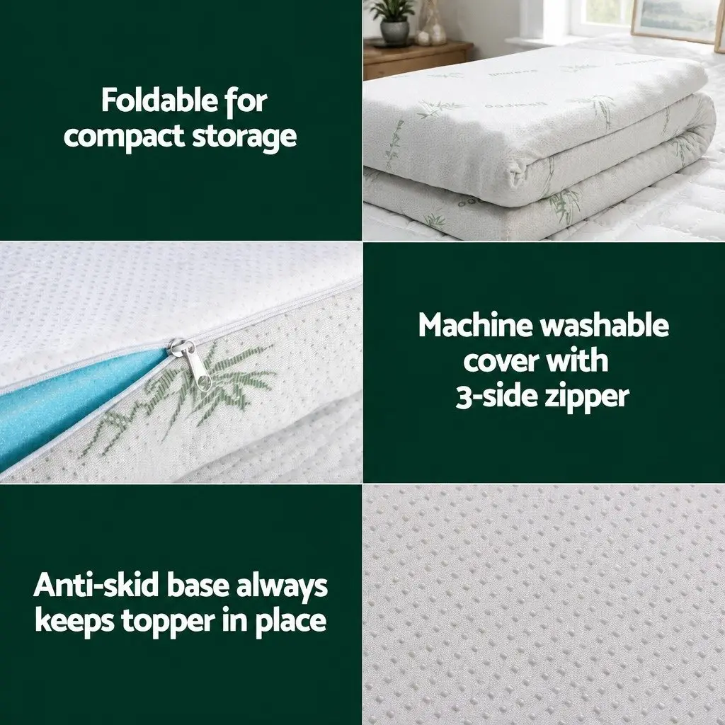 Memory Foam Mattress Topper Single, 190cm x 90cm x 5cm