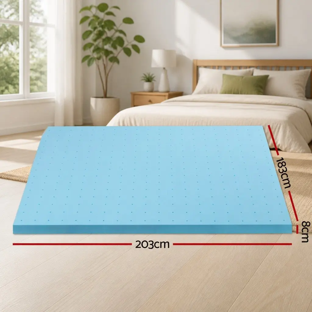 Memory Foam Mattress Topper Ventilated Cool Gel 8cm King Bed Comfort Support