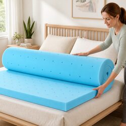 Memory Foam Mattress Topper for Queen Bed, 203cm x 153cm, Blue