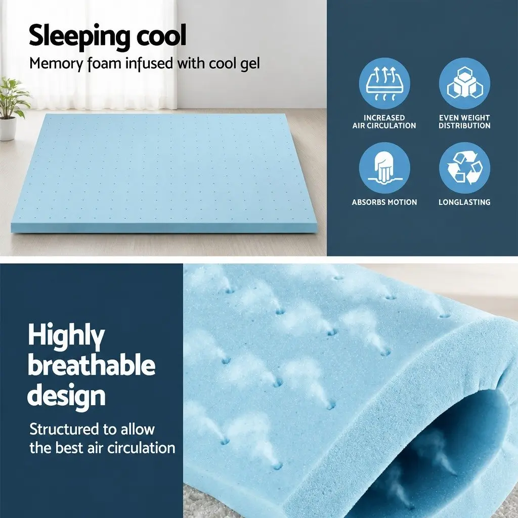 Memory Foam Mattress Topper Queen Bed 8cm