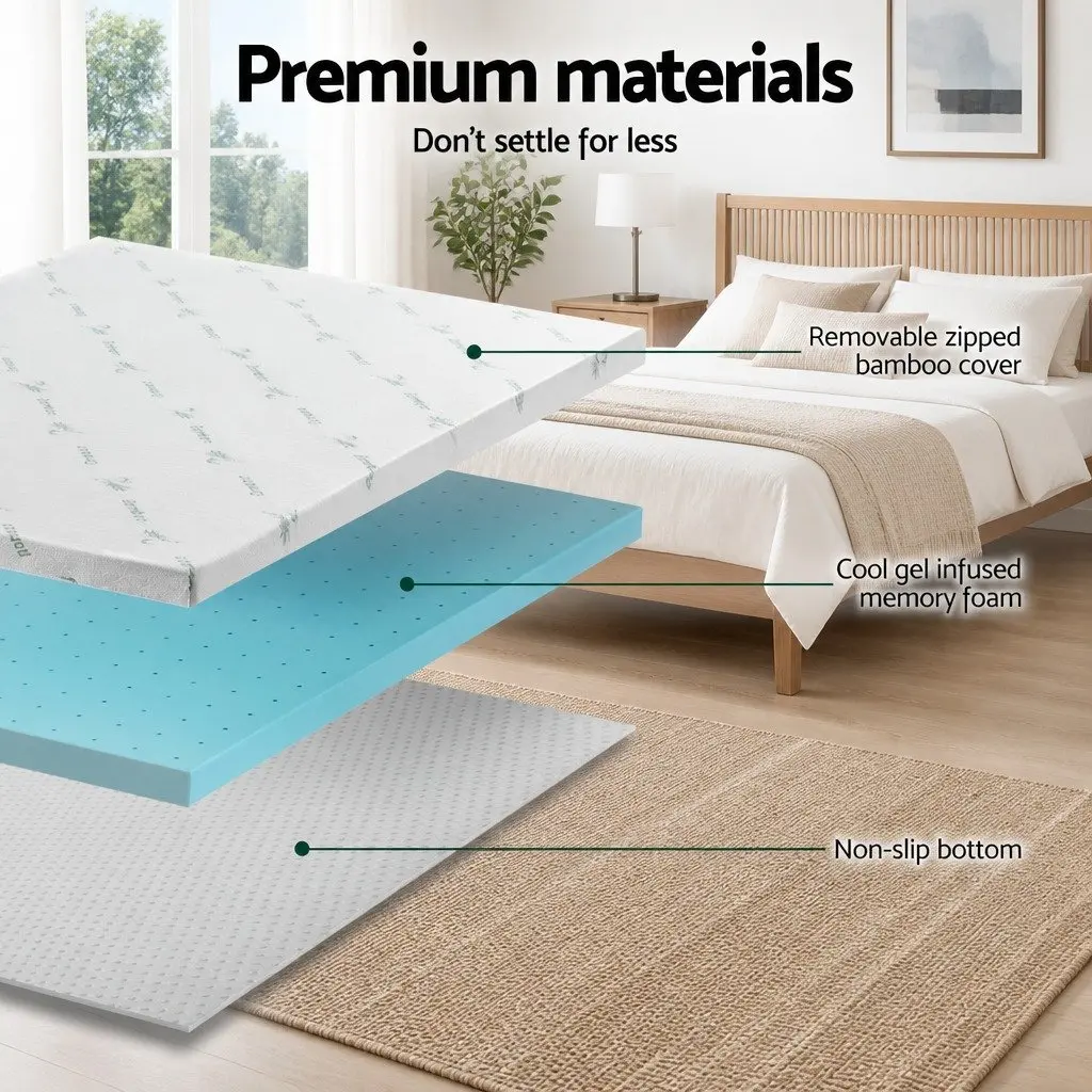 Memory Foam Mattress Topper Queen Bed 8cm