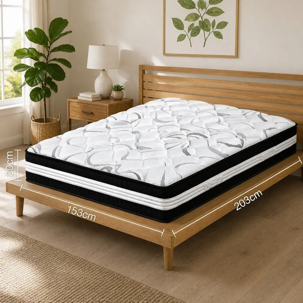 Queen Mattress 30cm Medium Firm Pocket Spring Bed Sleep Support Breathable