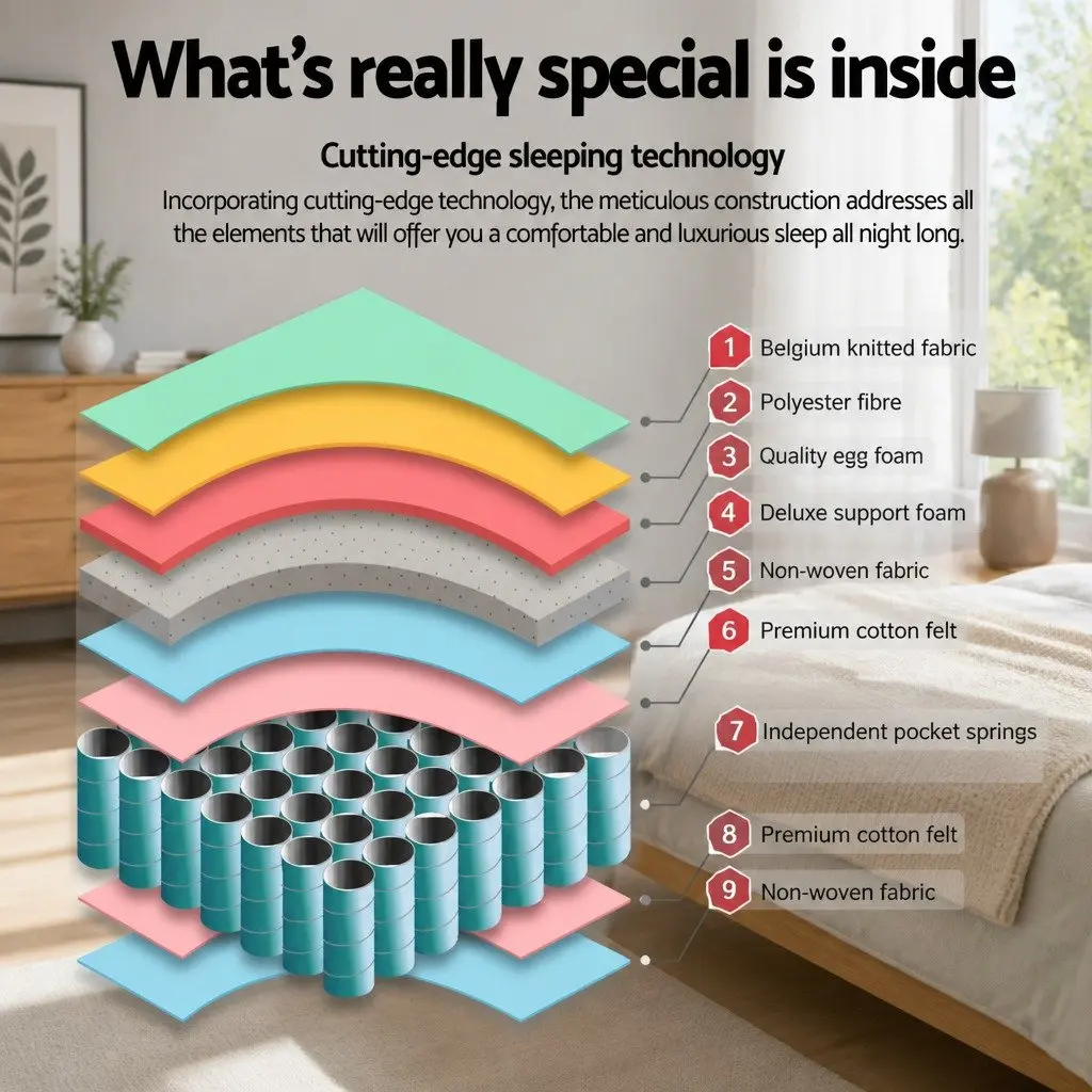 Single Mattress 30cm Medium Firm Pocket Spring Bed Sleep Support