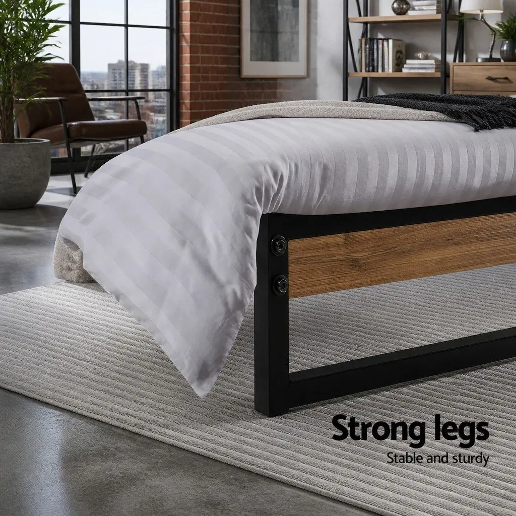 King Single Metal and Wood Bed Frame