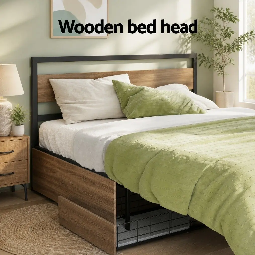Queen Size Metal Bed Frame with Storage