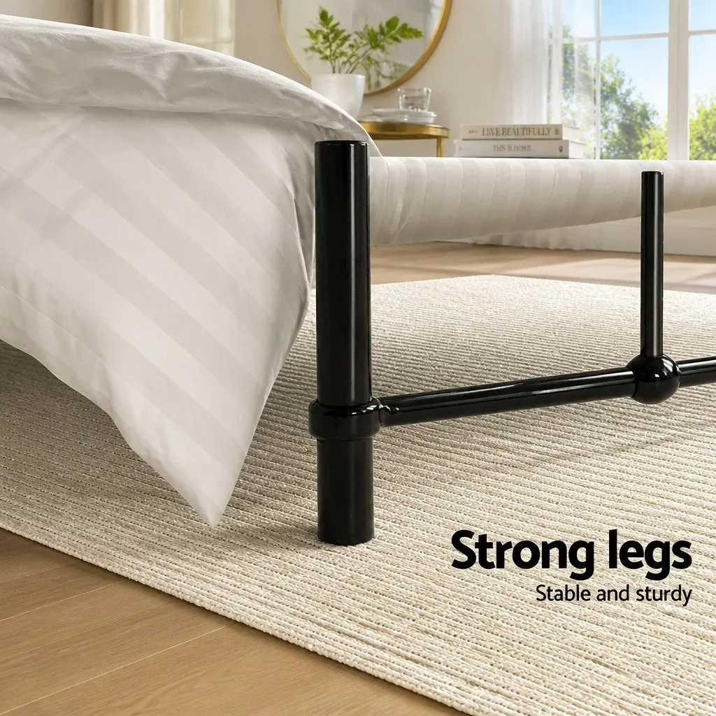 Double Metal Bed Frame Country Style for Bedroom Black Standard Double Size