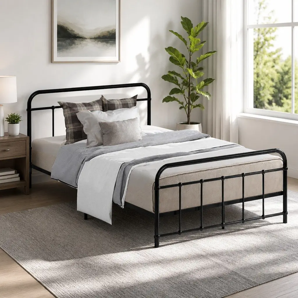 King Single Metal Bed Frame with Storage
