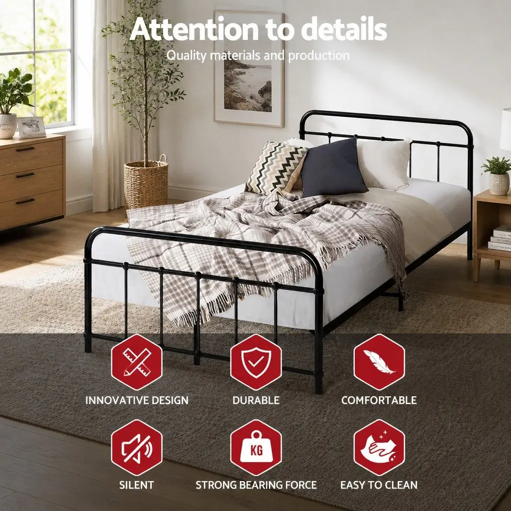 King Single Metal Bed Frame with Storage