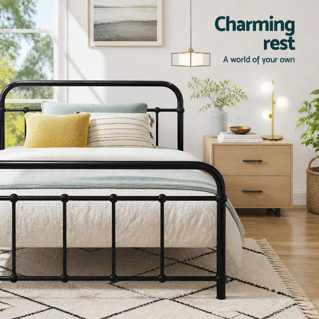 King Single Metal Bed Frame with Storage
