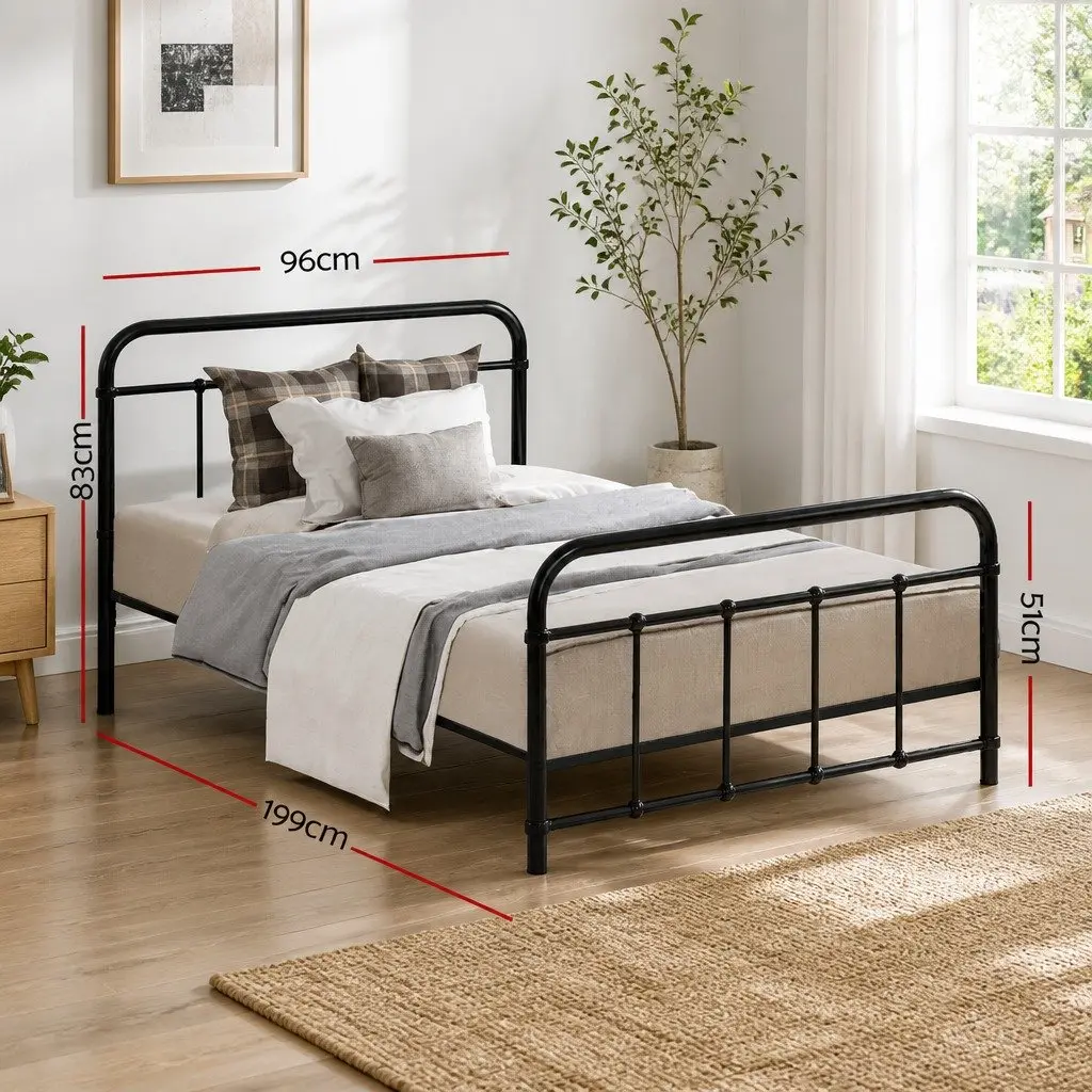 Black Steel Single Bed Frame