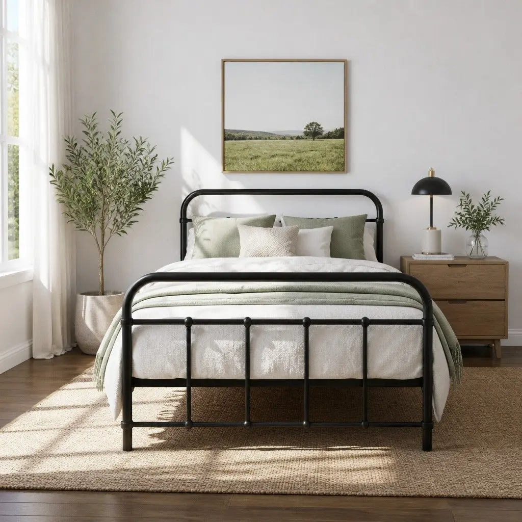 Black Steel Single Bed Frame
