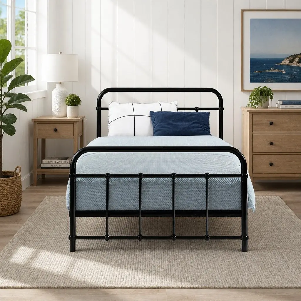 Black Steel Single Bed Frame