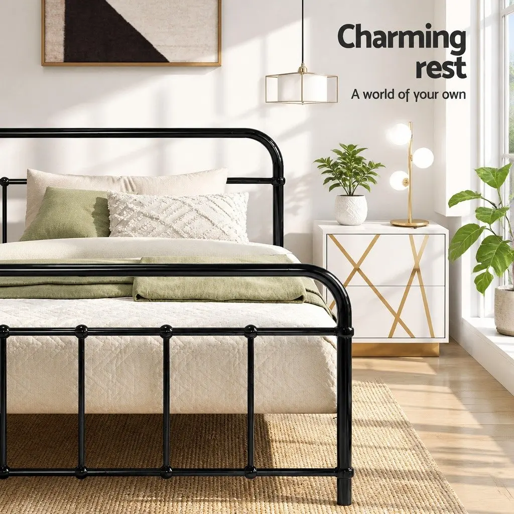 Black Steel Single Bed Frame