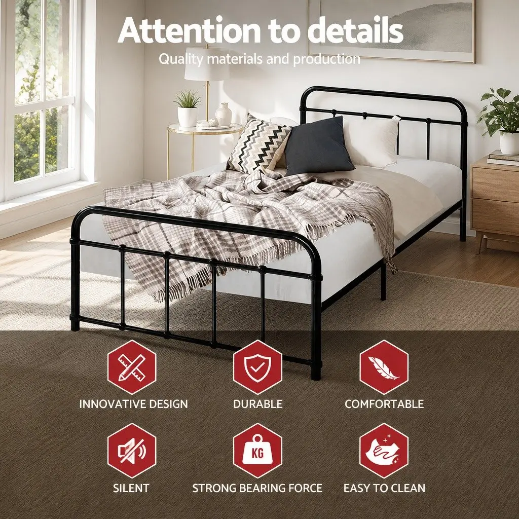 Black Steel Single Bed Frame