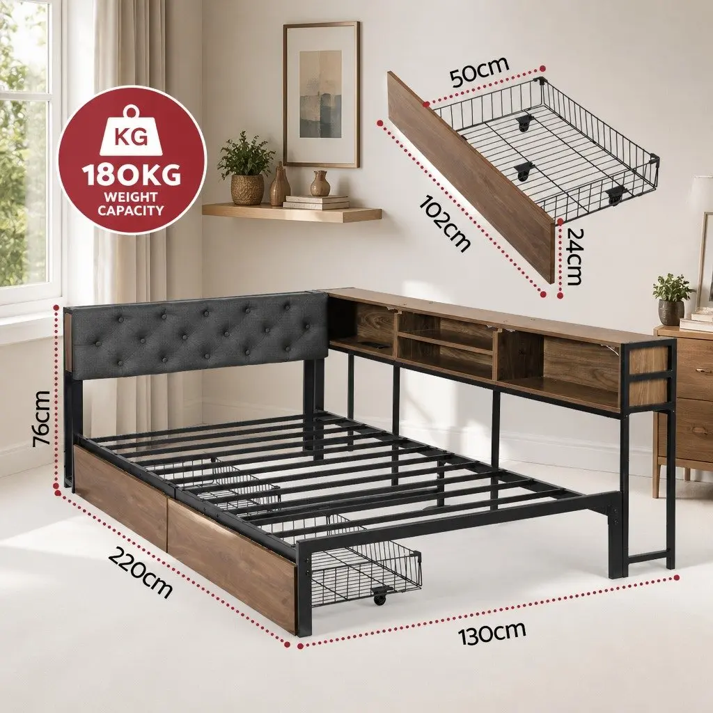 King Single Bed Frame with Storage