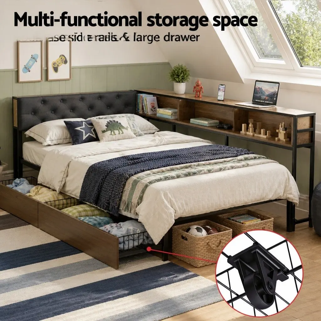 King Single Bed Frame with Storage
