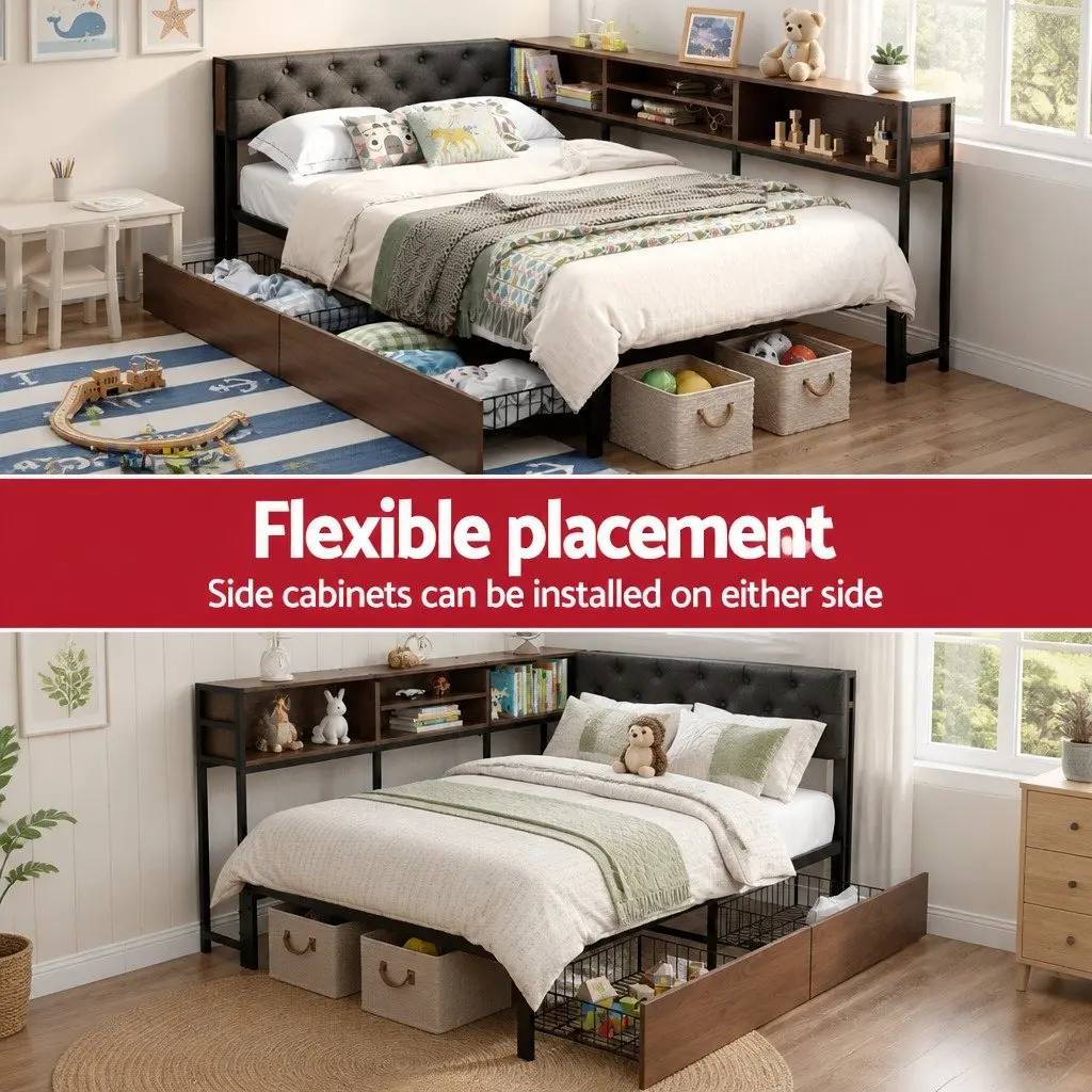 King Single Bed Frame with Storage