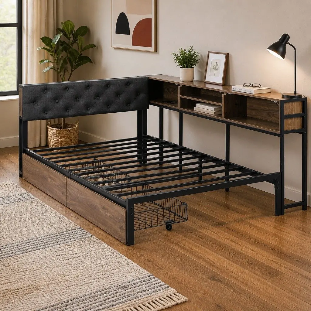 King Single Bed Frame with Storage