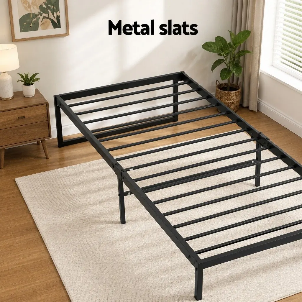 King Single Metal Bed Frame with Drawers