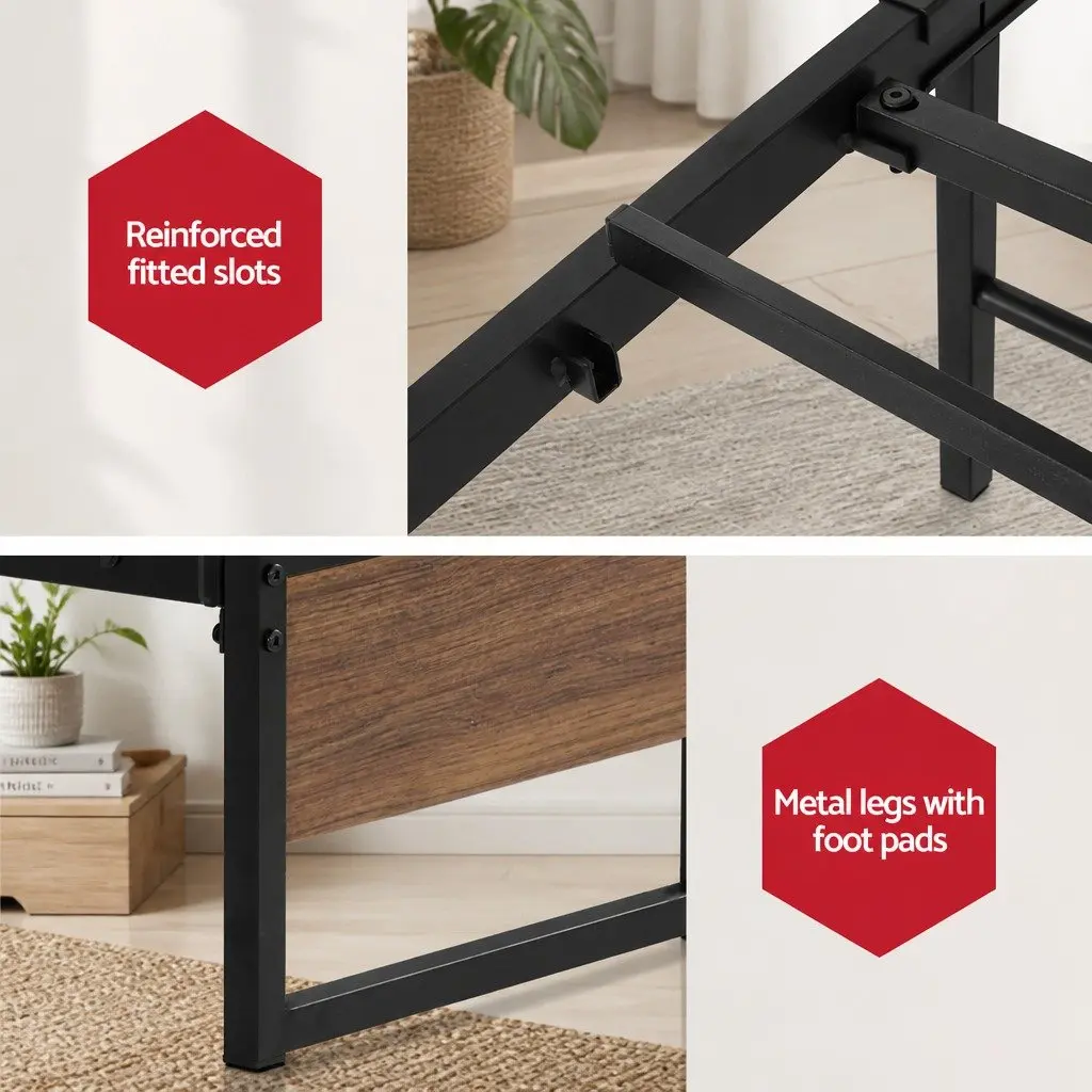 King Single Metal Bed Frame with Drawers