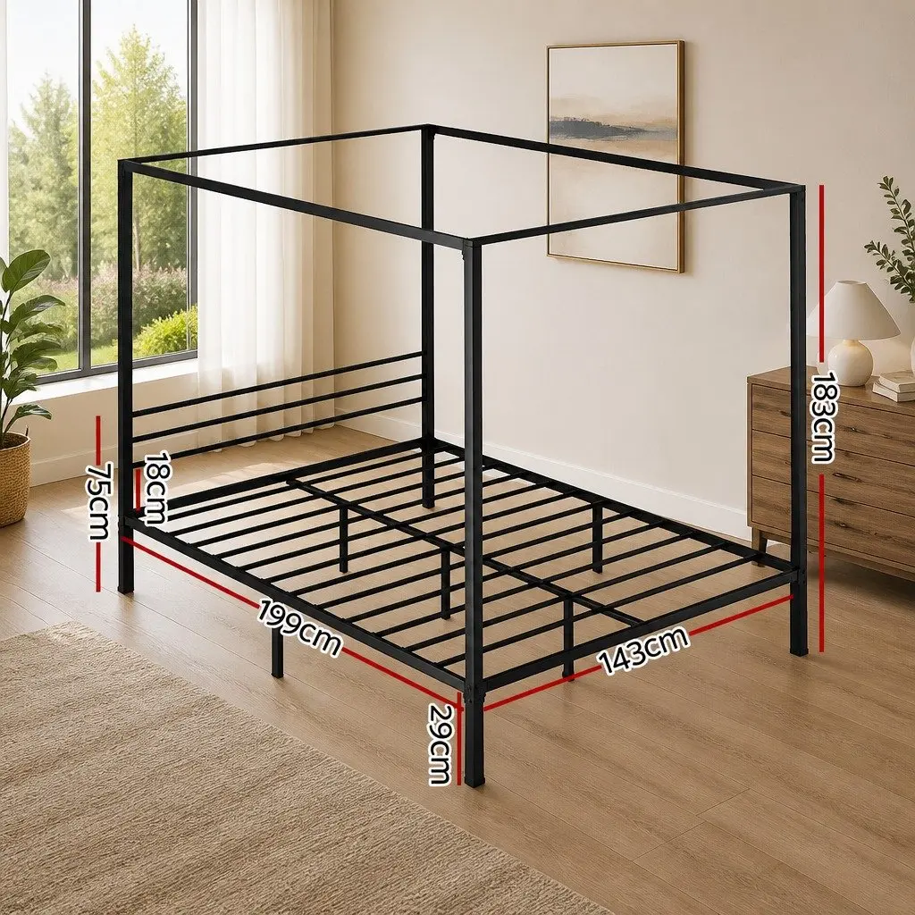 Double Metal Bed Frame with Canopy