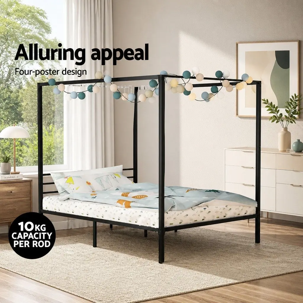 Double Metal Bed Frame with Canopy