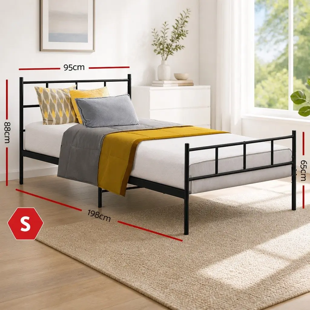 Black Metal Single Bed Frame