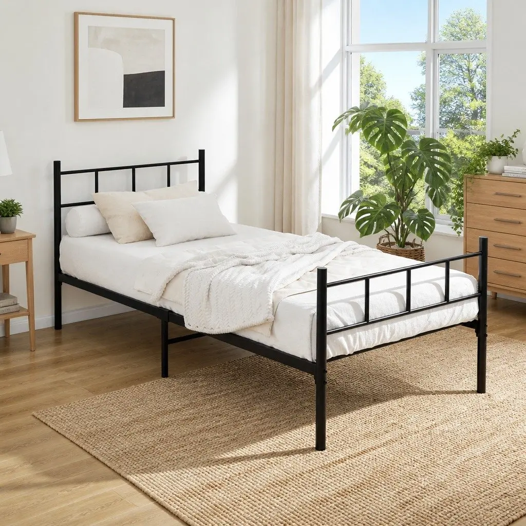 Black Metal Single Bed Frame