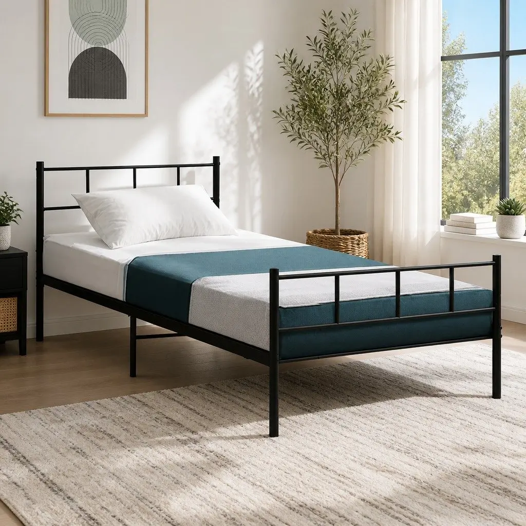 Black Metal Single Bed Frame