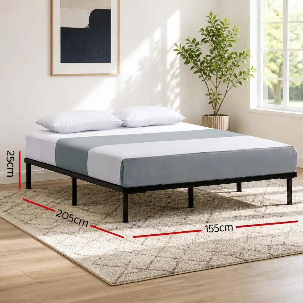 Metal Bed Frame Queen Size for Bedroom with Under Bed Storage Black Steel