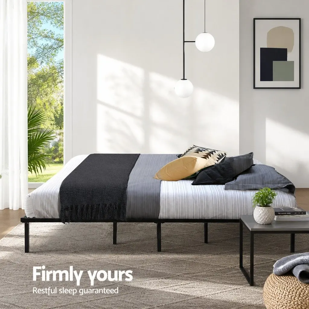 Metal Bed Frame Queen Size for Bedroom with Under Bed Storage Black Steel