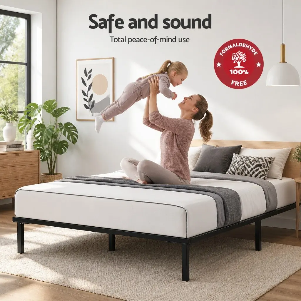 Metal Bed Frame Queen Size for Bedroom with Under Bed Storage Black Steel